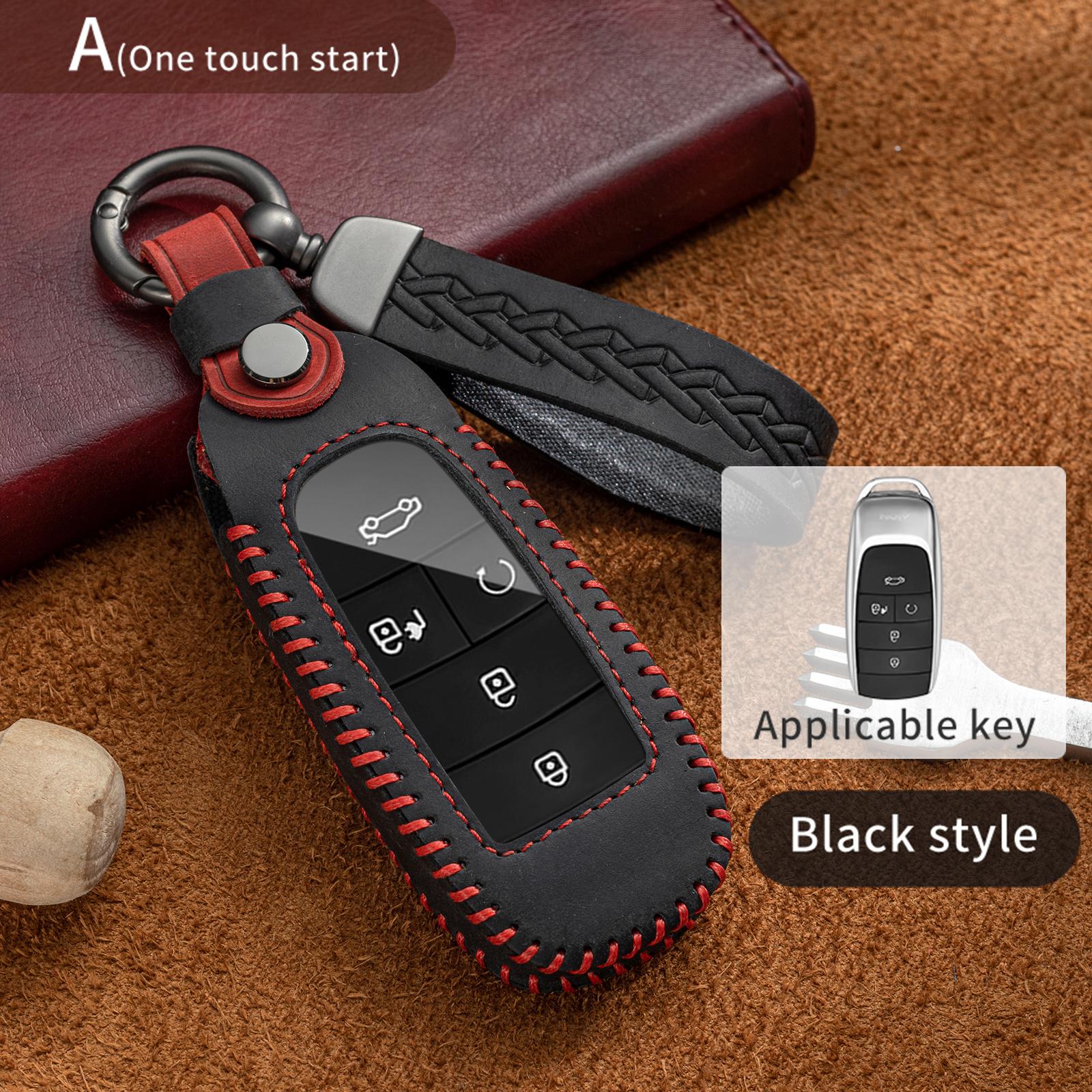 

Кожаный чехол для ключей от машины, брелок для GAC New Energy Trumpchi Aion SVY LX GS7 GS8 GM8 GS5 GA6 GM6 VPlus 580 Charm 630, аксессуары чёрный