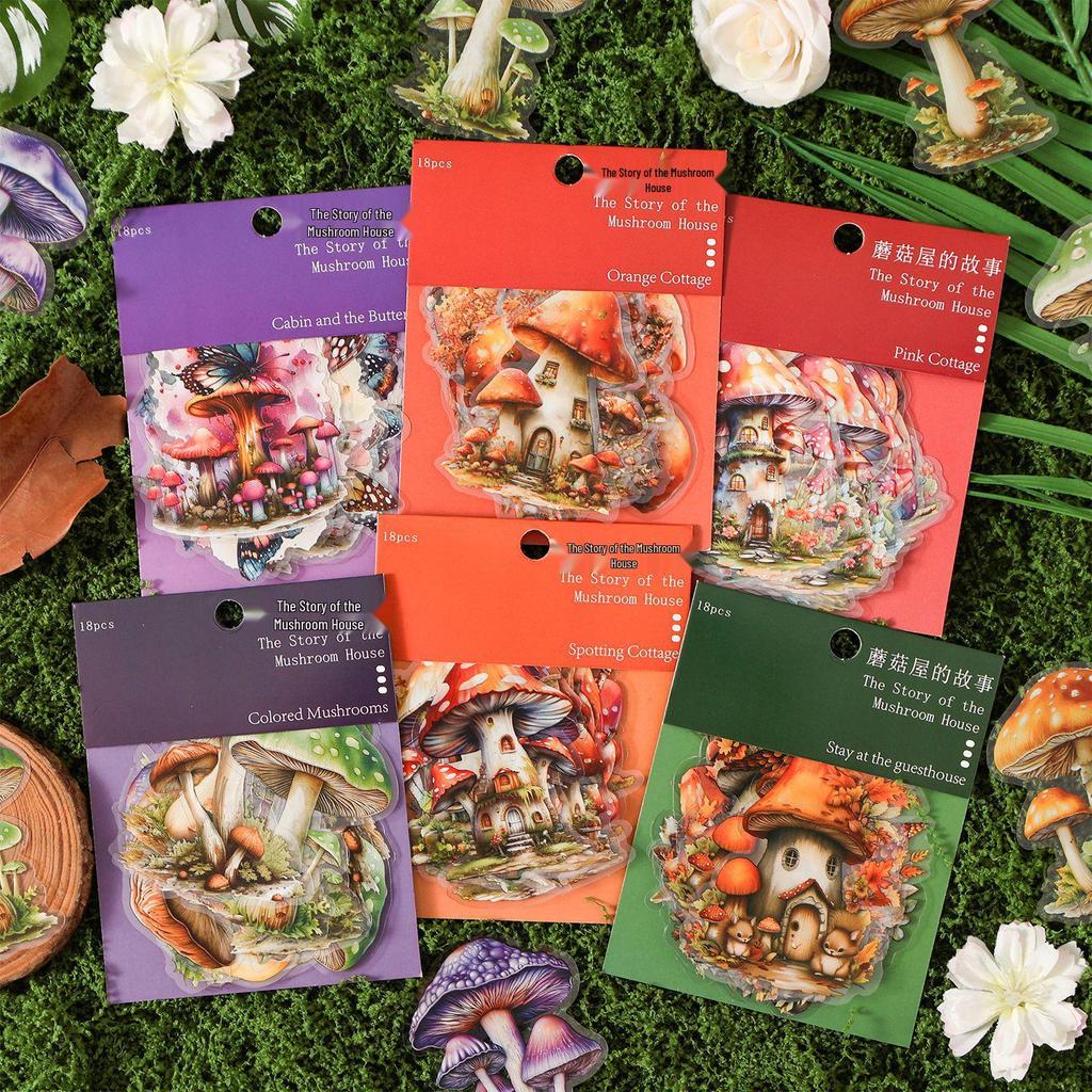 Dark Shadow Phantom Forest Theme Sticker Pack: Mushroom House Story Series - 18 Sheets of Scenery Stickers