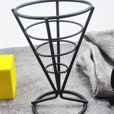 BHBL 6 Pcs Wire Metal Food Racks Cone Fried Basket Serving Chips Stand Display Stands Chicken Holder