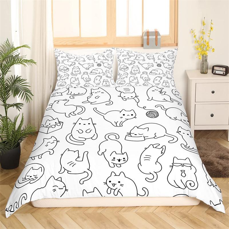 Comforter Cat Cat Lover Gifts Bedding Set Cute Kitten Pattern Animal Theme Double Queen King Size