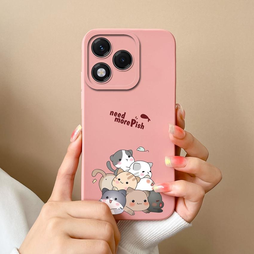 Für Huawei Honor X6b 400 Lite X9c X7c X60 X5b X8 X8c Schöne Katze Eule Muster Quadrat Weiche Flüssigkeit Silikon Anti Fingerprint Shell Für Huawei Stoßstange Abdeckung