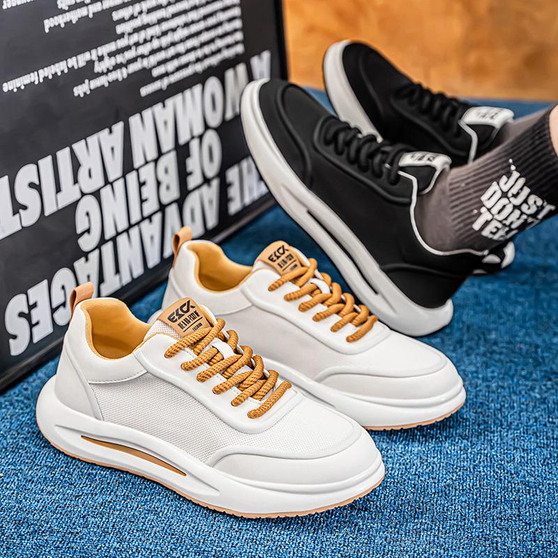 Новые модные мужские кроссовки Four Seasons с толстой подошвой для студентов и мальчиков, трендовые кроссовки с мягкой подошвой, дышащие, повседневные кроссовки для бега 39 белый