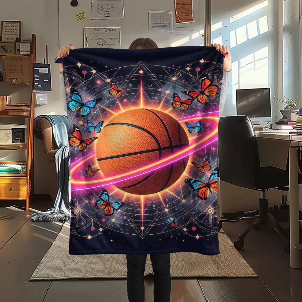 1 szt. Koc Flanelowy z Nadrukiem Gwiazdy i Pierścienia, Wysoka jakość, Wygodny na Wszystkie Pory Roku, Wystrój Domu, Ciepło i Komfort, Idealny na Prezenty Świąteczne