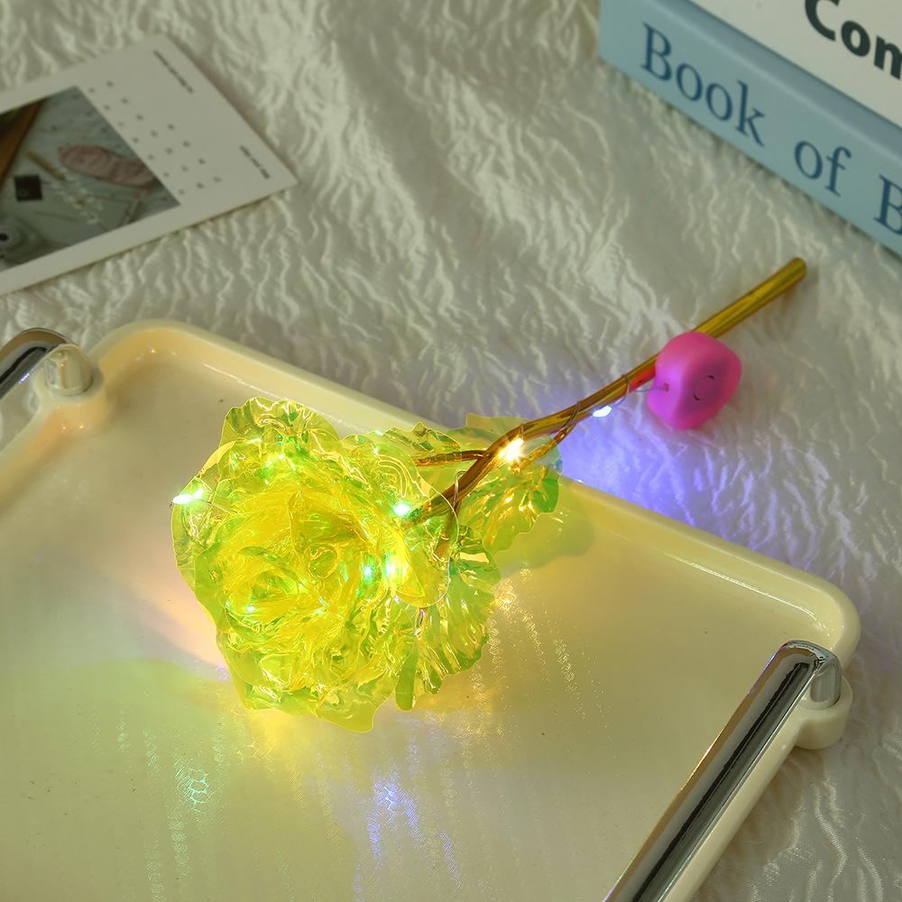 Valentine's Day LED Rose Creative Gold Foil Flower Artificial Flower for Home Decor Wedding Valentine's Day Mother's Day Gifts