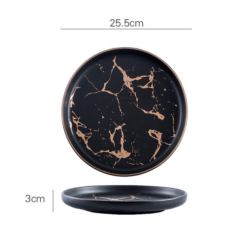 

Ceramic Matte Gold Marble Dinner Plate