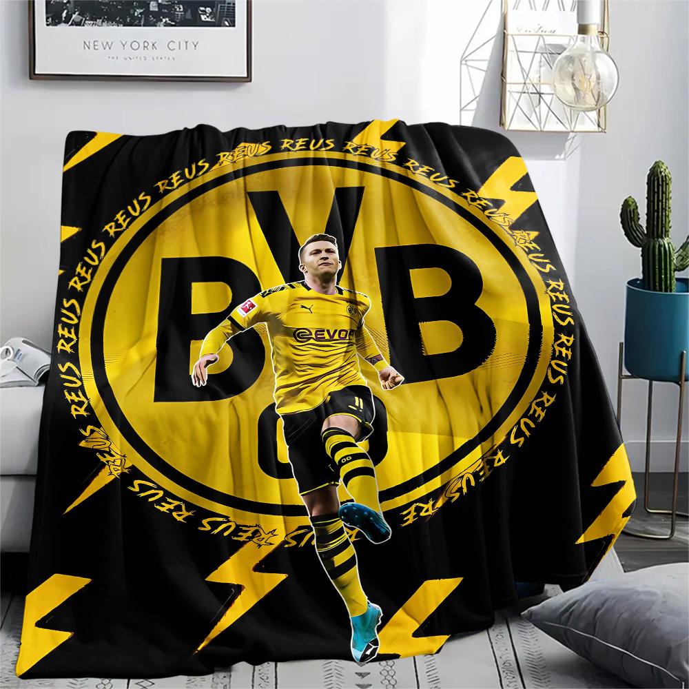Borussia Dortmund Logo Print Flannel Blanket, High Quality Comfortable for All Seasons, Home Decor, Warmth and Comfort, Perfect for Christmas Gifts