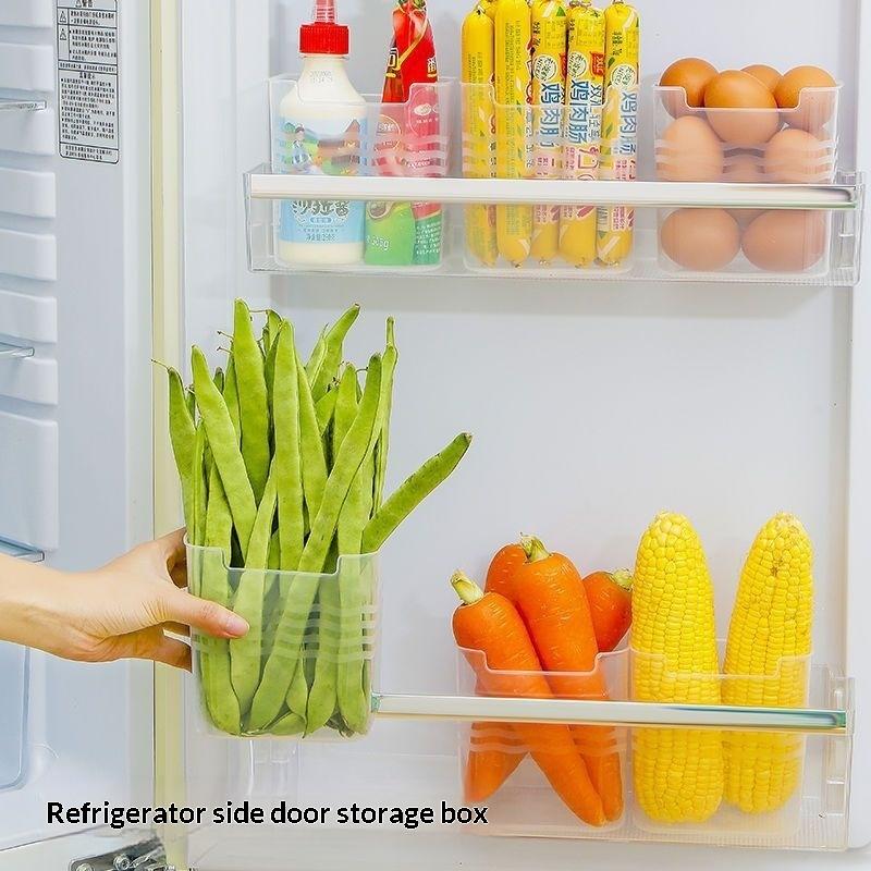 4Pcs Clear Fridge Storage Containers Stackable Reusable Food Sorting Boxes BPA Free for Kitchen Organization