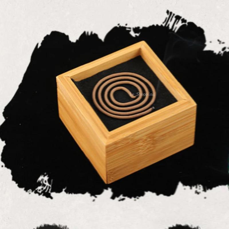Quadrate Bamboo Hollow Out Incense Box Carved Pattern Incense Coil Box Household Indoor Incense Tea Ceremony Decoration Article