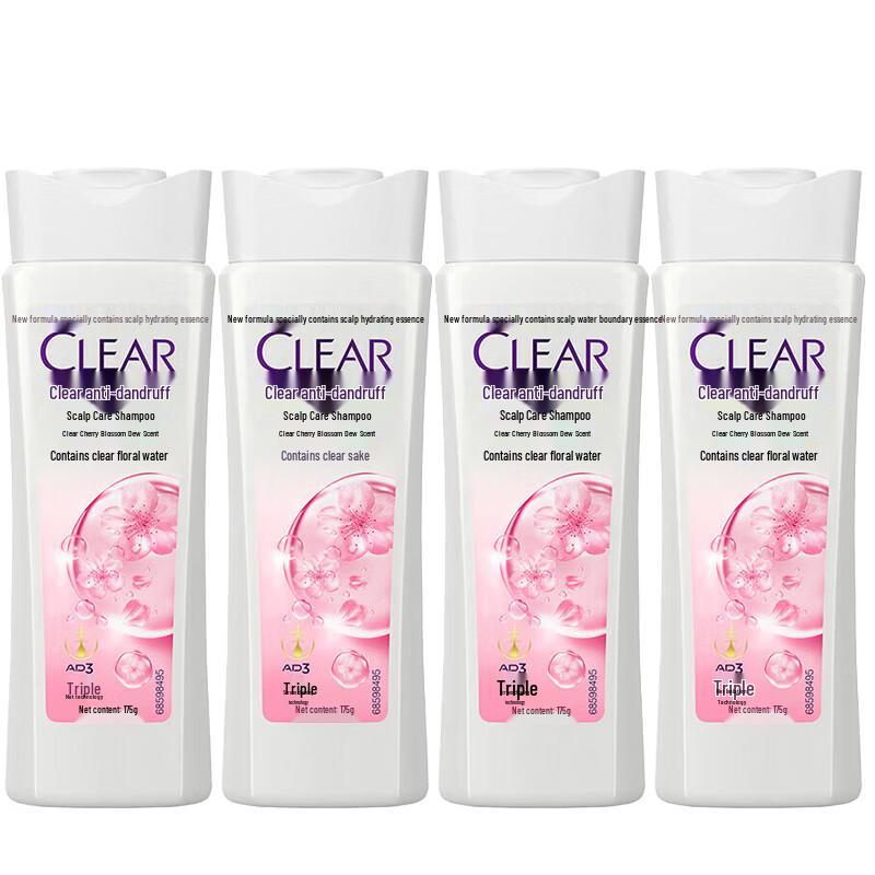 

Clear Anti-Dandruff Scalp Care Shampoo, Cherry Blossom, 4x175g