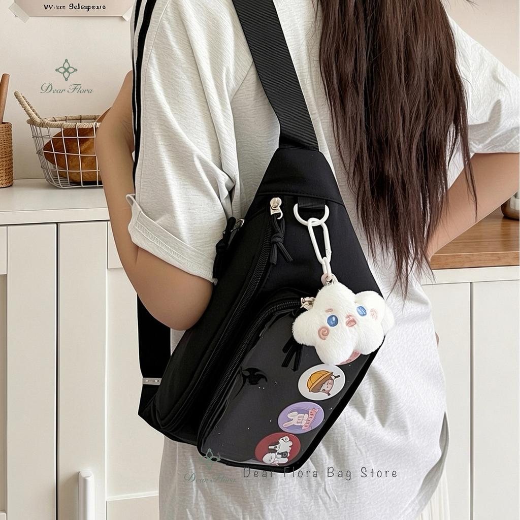 New Cute Anime Ita Bag Sweet Women'S Outdoor Cycling Casual Chest Bag Girls Transparent Waist Bag Diy Comic Display Shoulder Bag