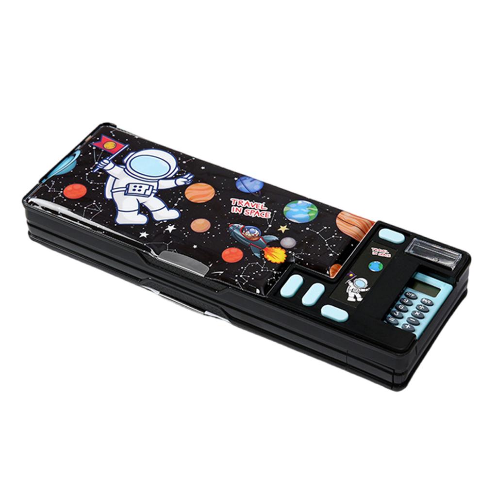 Multifunktionales Mäppchen mit Taschenrechner und Anspitzer, Cartoon-Stiftbox, Mäppchen mit großer Kapazität für Schülerkinder