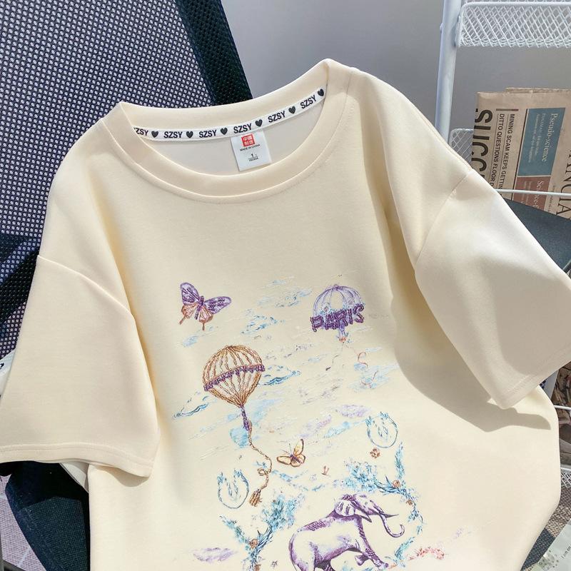 Extra-large Size Stylish Printed Short-sleeved T-shirt