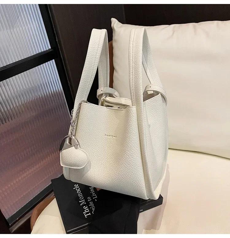 Summer Solid PU Large Capacity Women's Shoulder Bags Hot Sale Versatile Elegant Crossbody Bag Fashion Youth Vegetable Basket Bag