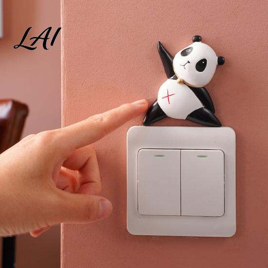 Panda Switch Sticker 3D Light Sticker Cute Decal Easy Peel Funny Yoga Pose Decor & Stick Wall Art for Home Bedroom Living Room Accessory