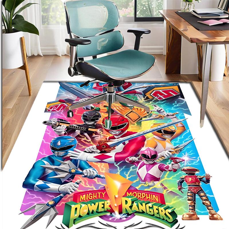 Mighty Morphin Power Rangers Pattern Rug, Indoor/Outdoor Mat, for Picnic, Gameroom, Bedroom, Office, Living Room, Home Decor Carpet, Birthday Gift