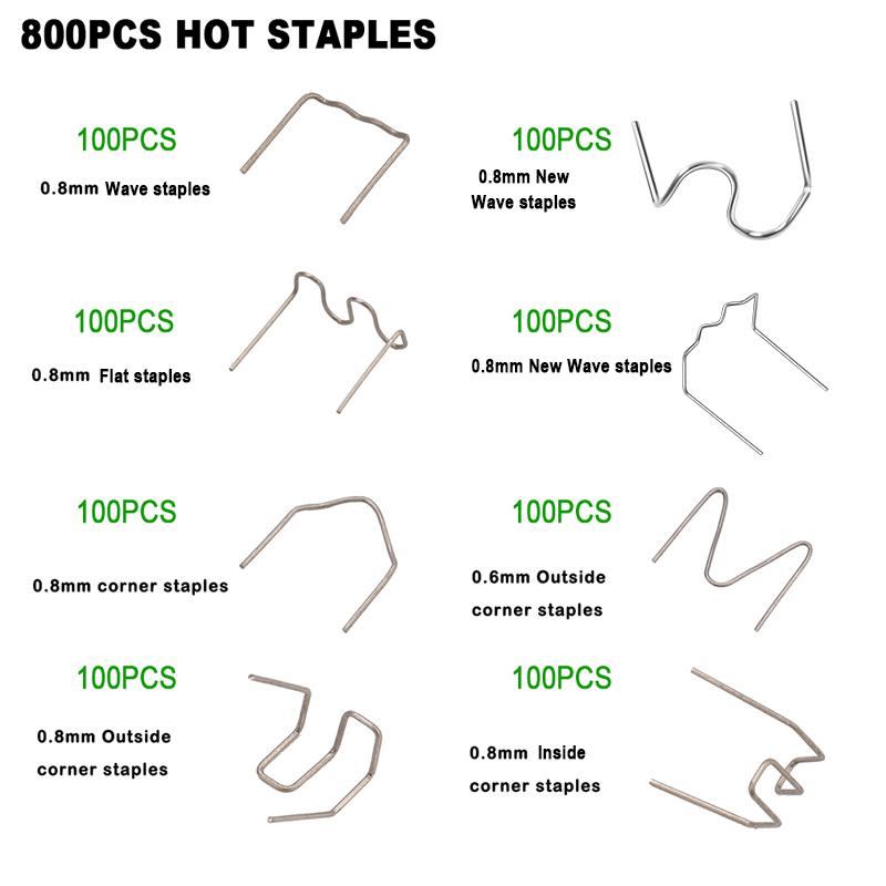 800/600/100 STÜCKE Automotive Kunststoff Reparatur Schweißnägel Heißschweißhefter 6 stil Mix Mit Box Kunststoffschweißpistole Teile