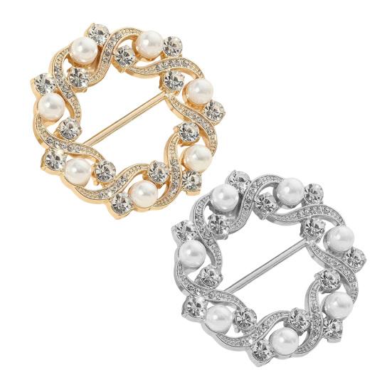 Rhinestone Scarf Ring Artificial Pearl Silk Scarf Clip Elegant Scarf Holder Ring for Women
