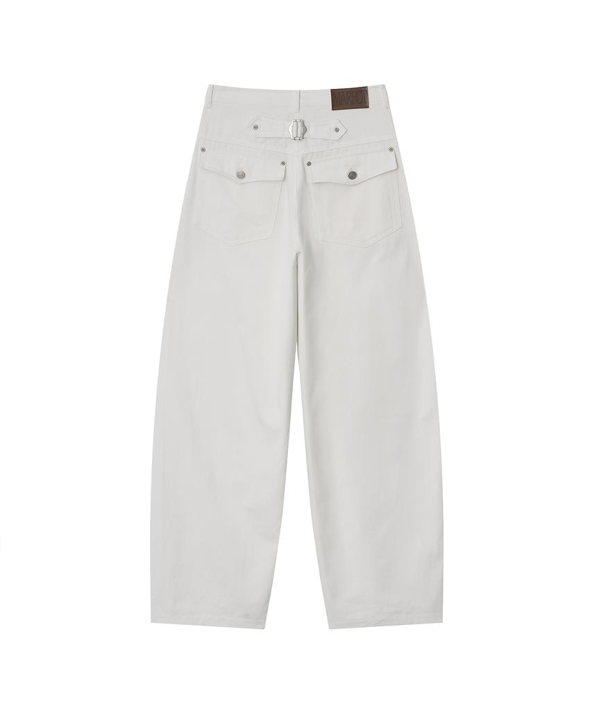 MARROT Curved Cotton Pants_White