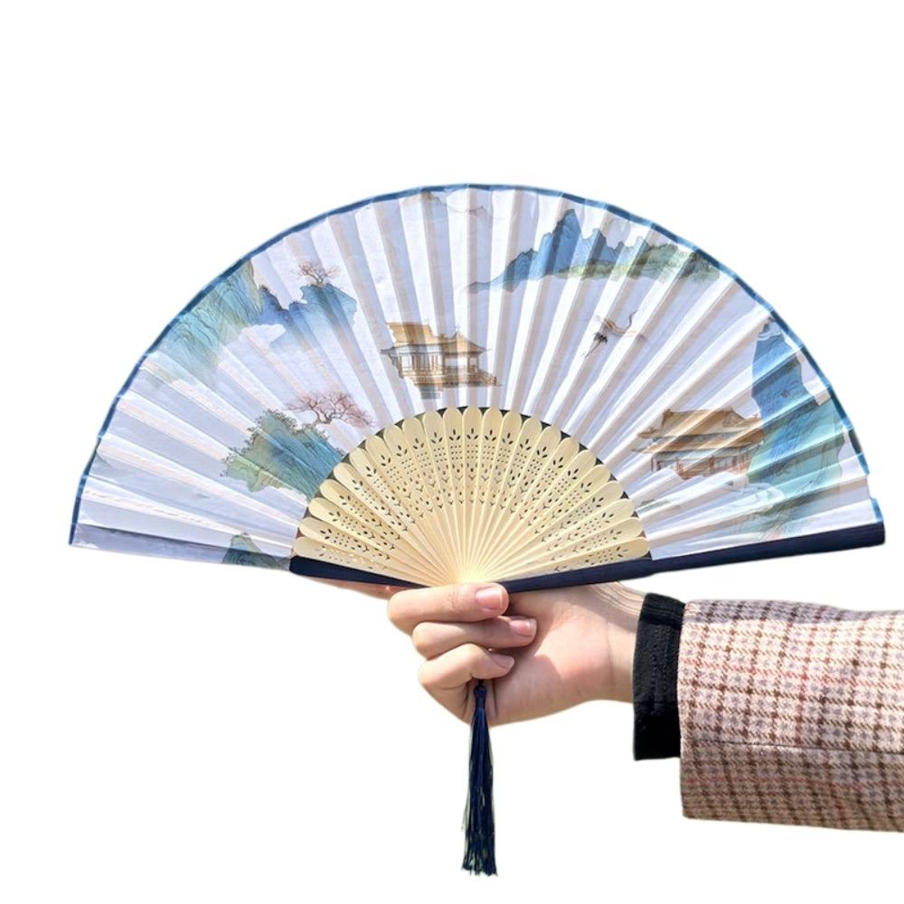 Silk Cloth Folding Flower Hand Fan Bamboo Frame Retro Handheld Fan Creative Dance Fan Gift Giving