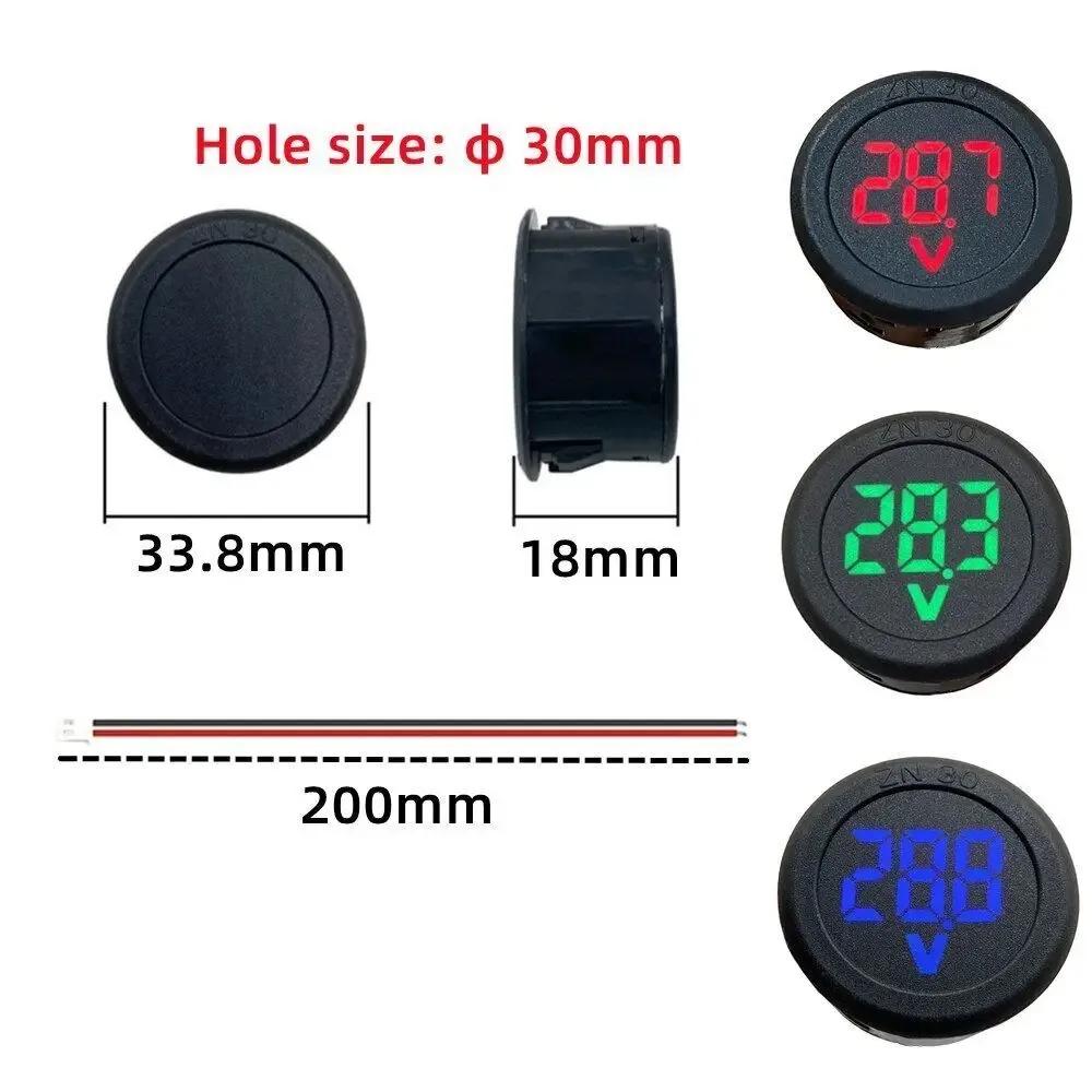 

Waterproof Round Voltmeter Car Voltmeter Round Universal Two Wire Panel Voltage Meter DC 4-100V LED Digital Display Meter Head Waterproof зелений