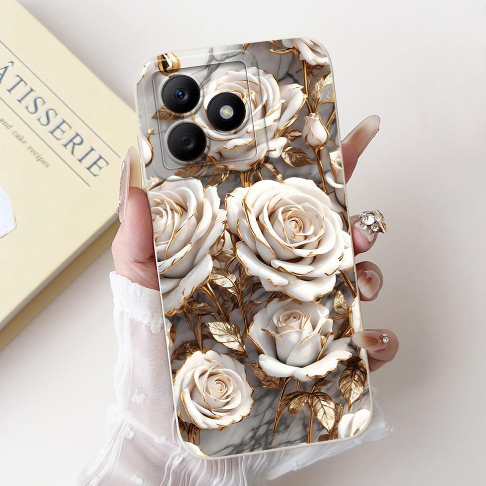 For Realme C61 RMX3939 RMX3930 C63 RMX3939 Case For Realme C63 Cover Luxury Fashion Flower Kawaii Girl Cute Cat Shockproof Shell