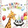 Servilletas Animales Happy Birthday, 33X33 20Un 1Paq