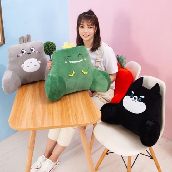 Waist Cushion with Arm Support Cartoon Plush Throw Pillow Stuffed Waist Pillow Back Cushion for Sofa Bed Couch Office Chair