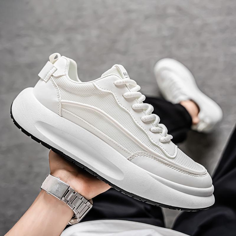Summer new heightening casual board shoes mesh ice silk breathable thick sole color matching youth trendy shoes
