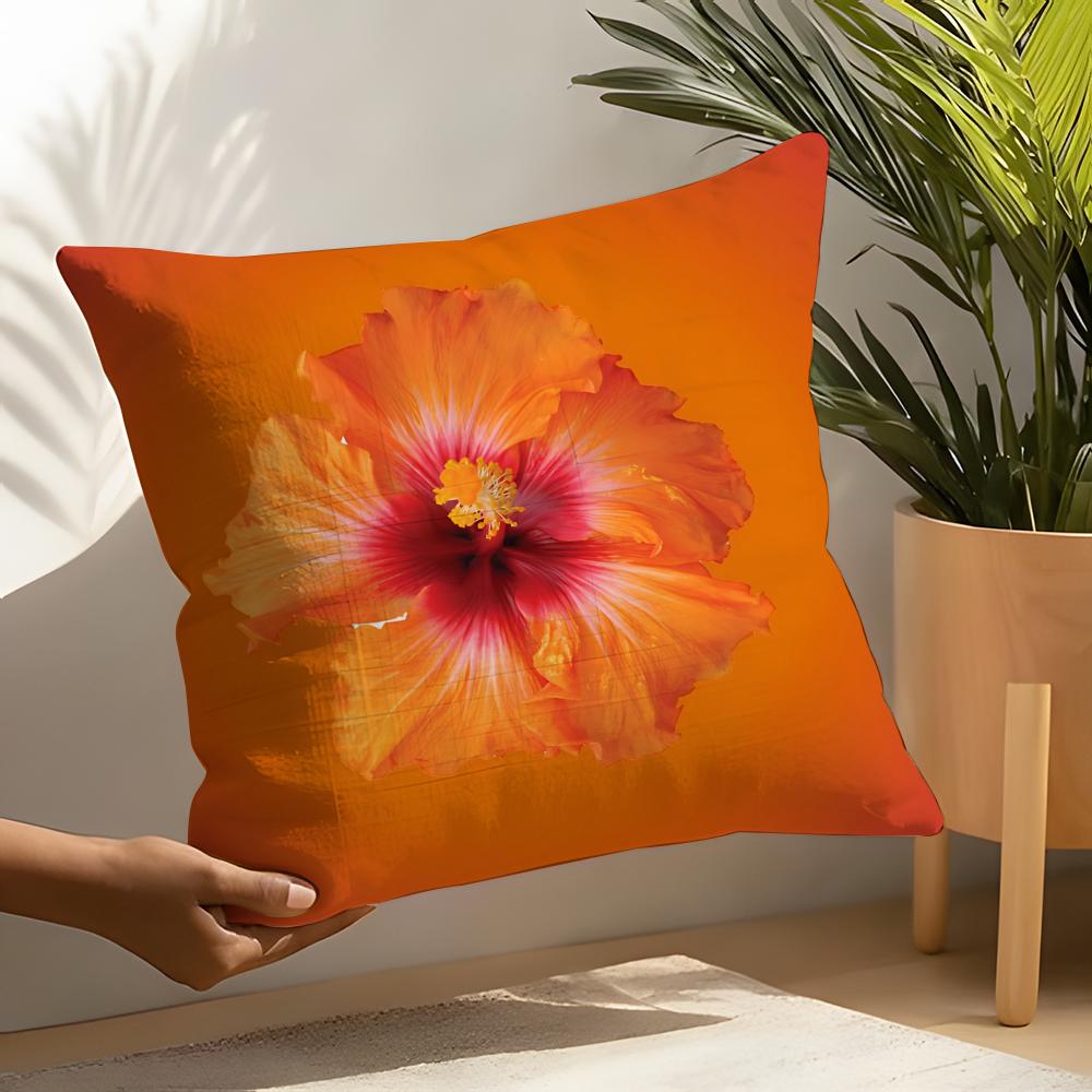 Beautiful Fashion Hibiscus Flower Pillow Case Linen Cushion Covers For Decorative Sofa Home Pillows Case Car Chair Pillows Cases