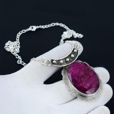 שרשרת רובי קשמיר, אבן חן רובי קשמיר, שרשרת כסף סטרלינג 925, תכשיטי רובי קשמיר לנשים, שרשרת רובי קשמיר למתנות