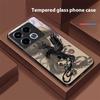 Funda de Cristal Templado Negra de Dibujos Animados Dapeng Para Infinix Note 40 4G 30i 12 G96 Smart 8 Hot 9 Play 10 11S 12 20i 50 Pro Plus 5G