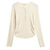 Women's Elegant Slim Fit Long-Sleeve Round Neck Top for Early Autumn