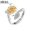 Trendy Anti Anxiety Relaxing Rotating Rings Women Fashion Jewelry Metal Sun Star Moon Spinner Charms Finger Accessories