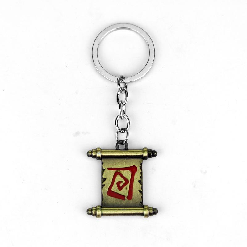 DOTA2 Weapon Model & Portal Scroll Pendant Necklace with Dota Logo Keychain