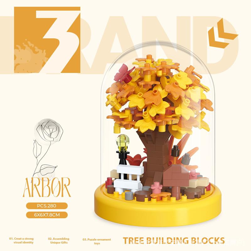 Cadou de Ziua Îndrăgostiților Casă în Copac cu Flori de Cireș Blocuri de Construcție Buchet Puzzle Asamblare Jucărie Imagine Ornamente
