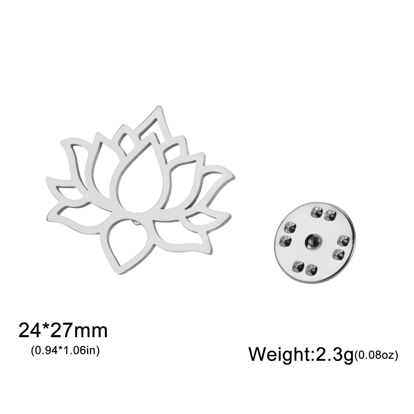 

LIKGREAT Minimalist Lotus Flower Brooch for Women Men Stainless Steel Pin Buddhism Luck Protection Badge Jewelry Birthday Gifts