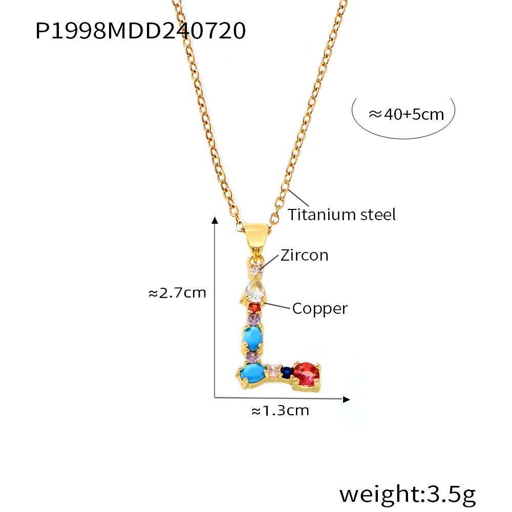 Zircon colorat cu microincrustație de cupru 26 de litere englezești, pandantiv individual personalizat, nișă, lanț clavicular hip-hop