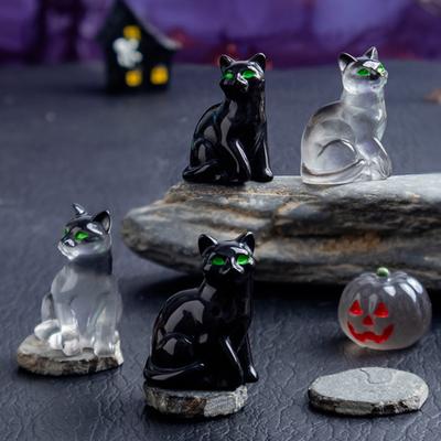 6Pcs Mini Resin Cats Glow-in-the-Dark Transparent Kitten Ornaments Miniature Cat Figurines for Fairy Garden Decor Micro Landscapes Crafts