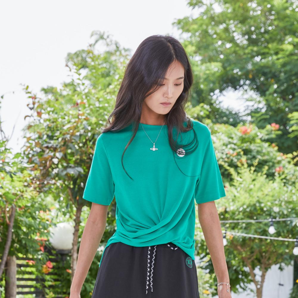 The Green Lab Women S Twist Modal Short Sleeve T-Shirt [Green] White/Free
