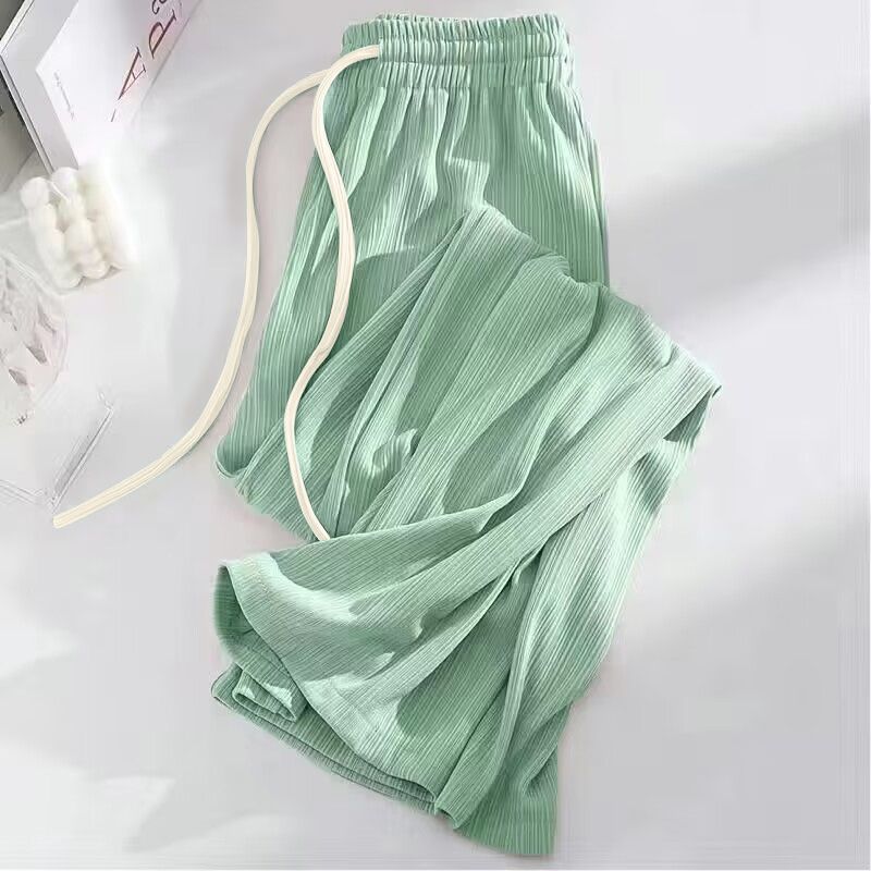 

Летние прямые брюки женские модные с высокой талией и широкими штанинами, мешковатые, повседневные XS зелёный