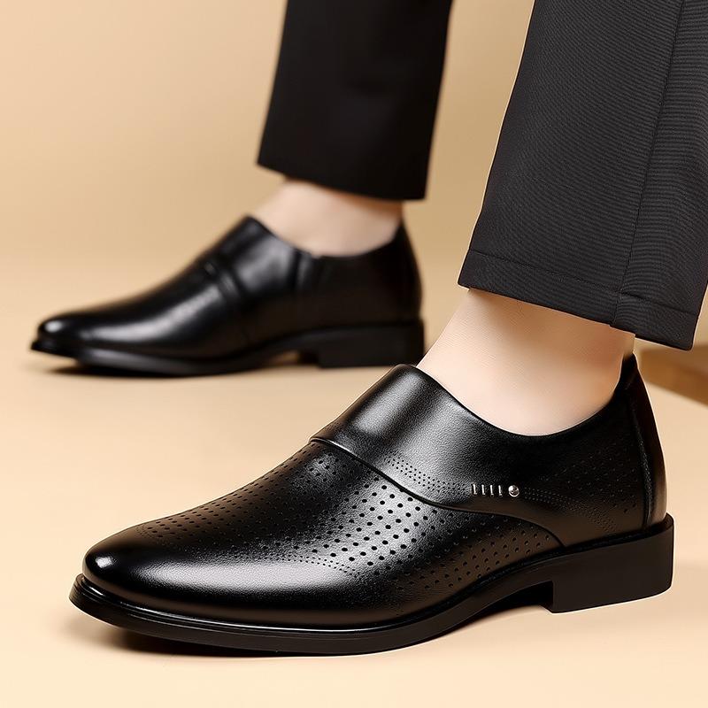 Fashion Luxury Mens Dress Shoes Summer Breathable Mesh Shoes Fashion Hollow Out Leather Shoes for Men Casual Loafers Moccasins Sandalias