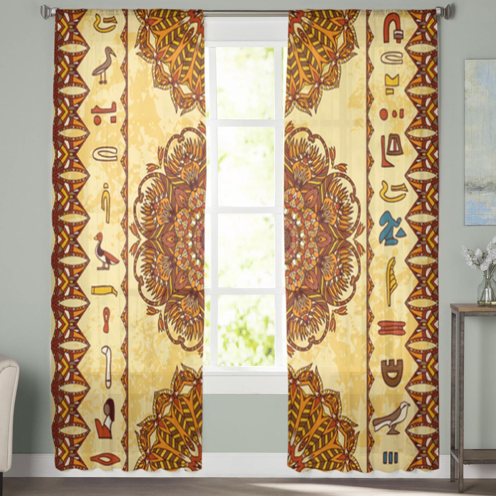 Мандала Древний Египет прозрачные шторы для гостиной прозрачный тюль оконные занавески — фото 4