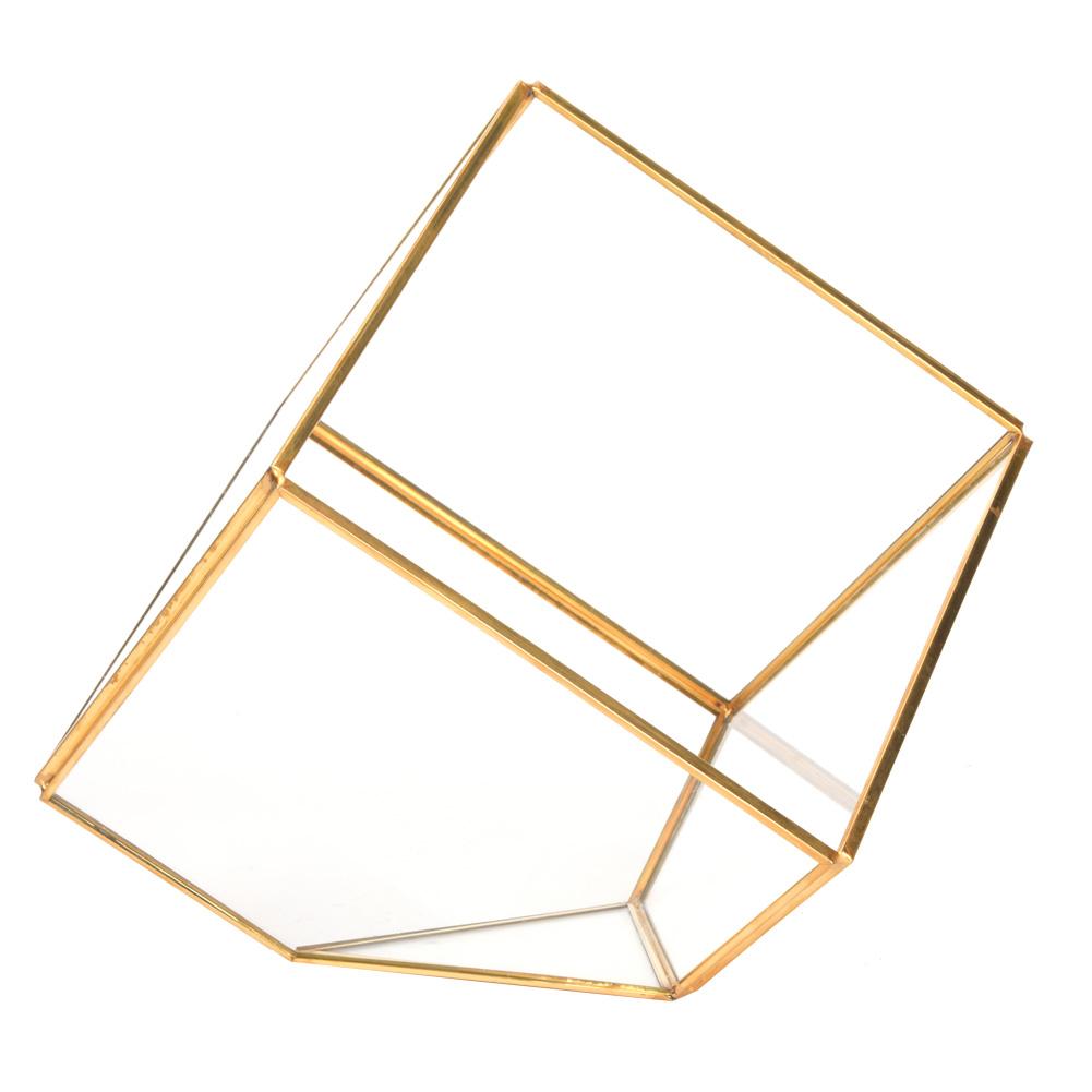 Gold Geometrische Form Sukkulenten Pflanze Blumentopf Glas Pflanzgefäß Landschaft Heim Tischdekoration
