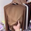 Women's Double-Sided Fleece Base Layer Top - Stylish Long Sleeve, Plain Color, Warm Inner Wear for Autumn/Winter 2022