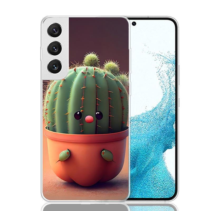 Cartoon Plant Cactus Phone Case For Samsung Galaxy S26 Ultra S23 S24 S25 Edge S20 FE S21 S22 Plus Soft Print Shell Cover Fundas