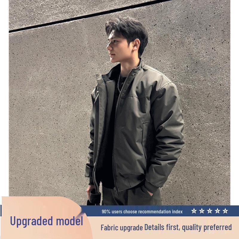 

Men s Winter Thickened Quilted Pilot Jacket - Stand Collar, Three-Proof, Short Style, American Silhouette M 45-60kg