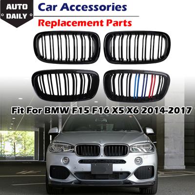 Rhyming Car Front Bumper Kidney Grille Black Dual Slat Grill Fit For BMW X5 F15 X6 F16 2014-2017 Car Modified Parts