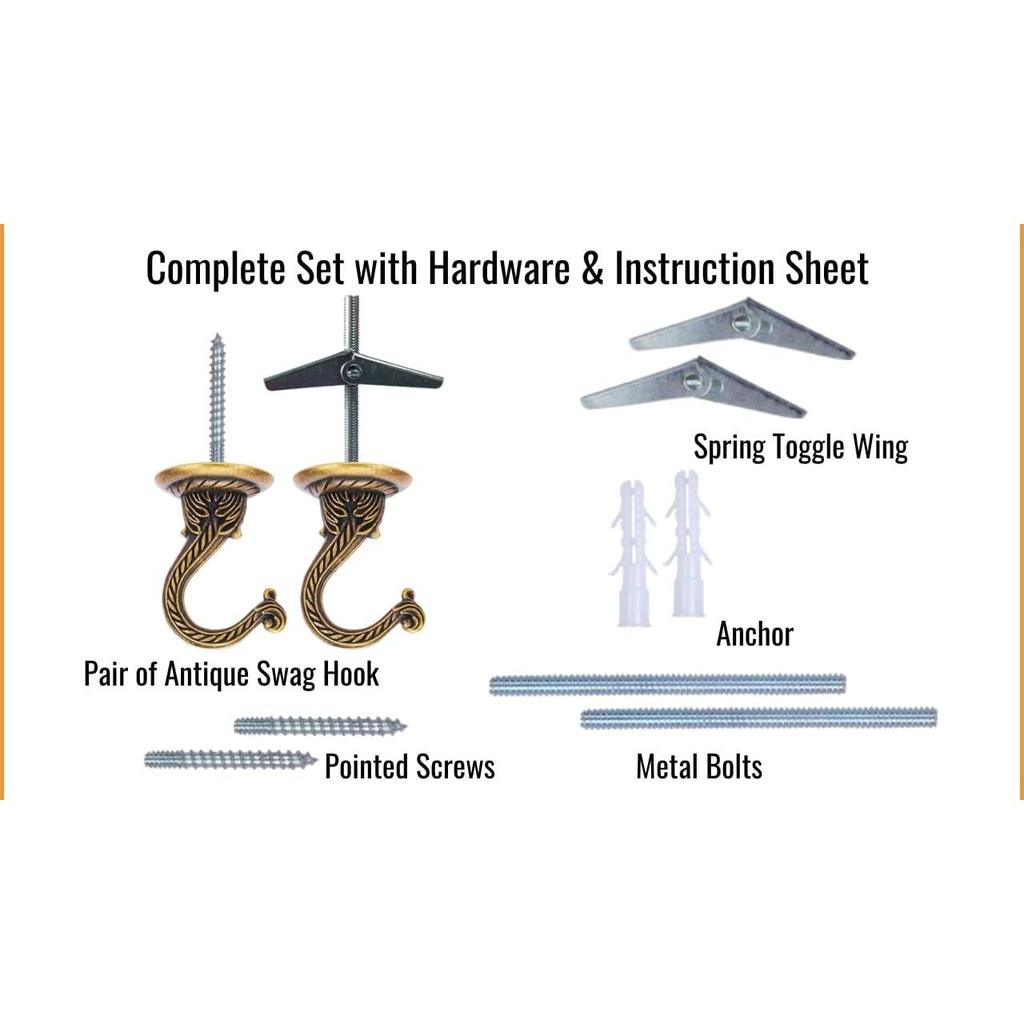 Βαρέως Τύπου Αντικέ Ορειχάλκινοι Γάντζοι Οροφής για Κρεμαστά Φυτά, Καρυδάντια, Φανάρια, Φωτάκια Σειράς,  (Σετ 2, Διακοσμητικές Μεταλλικές Βάσεις Τοίχου/Οροφής)
