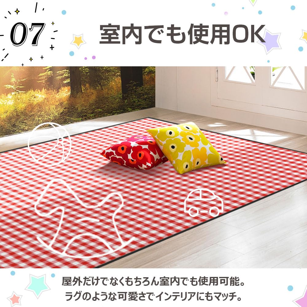 ewinstore Thick 4mm Leisure Large Size Picnic Mat for with Storage Perfect for Tent Camping Outdoor Cherry Blossom Beach Blue Sheet, Stylish,