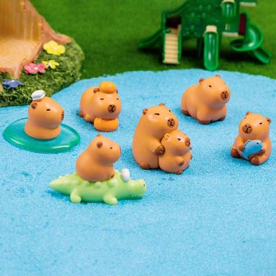 Resin Cartoon Capybara Statue DIY Multicolor Miniature Capybara Figurines Accessories Dollhouse Decoration Mini Animals Figurine